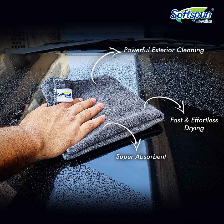 Softspun Microfiber Cleaning Cloths (340 GSM, 40x40cm, 4pc, Multicolor/Assorted)