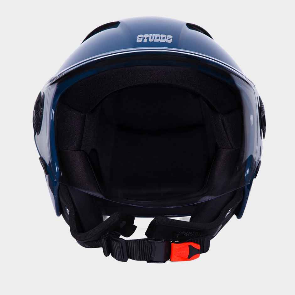 Studds Vogue Open Face Motorcycle Helmet with Clear Visor |Petrol Blue - L