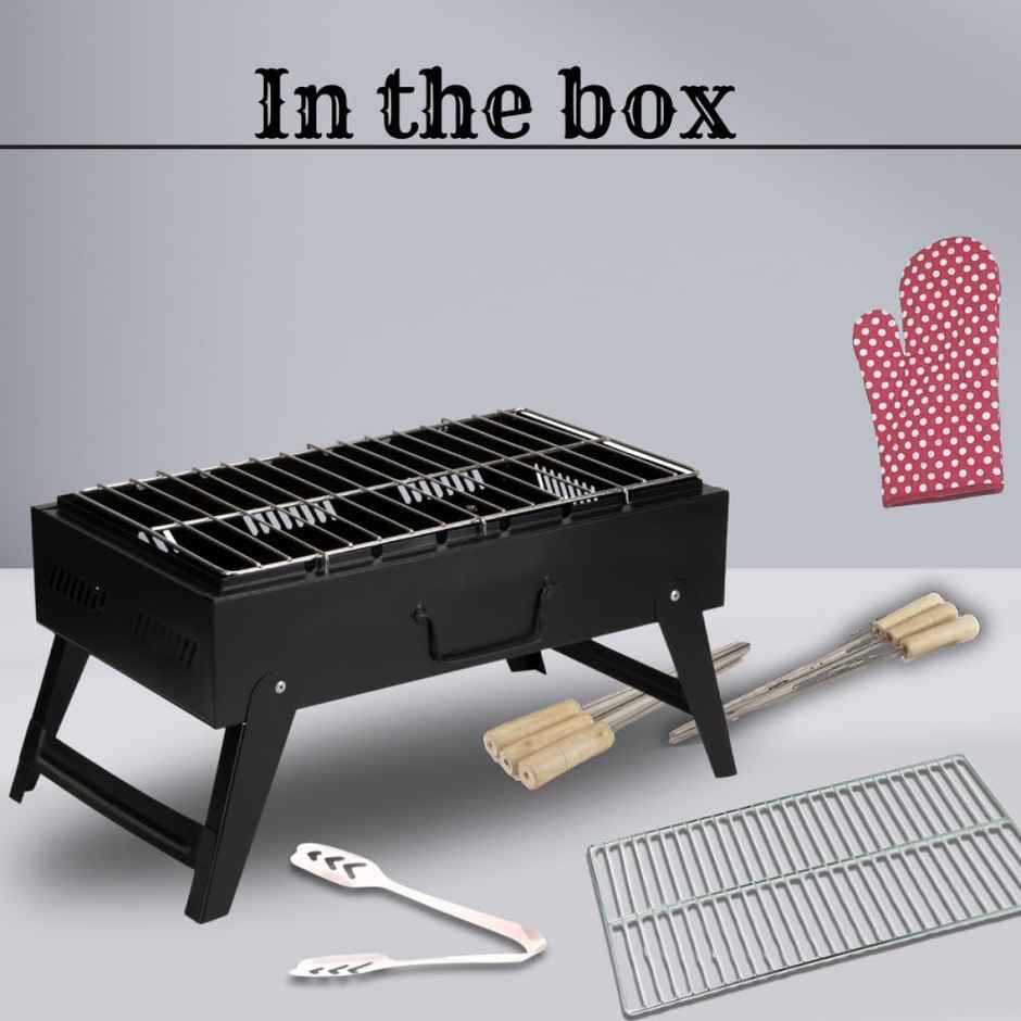 Chefman Tabletop BBQ Grill | Foldable Leg | 8 Skewers | Perfect For Outdoor Cooking