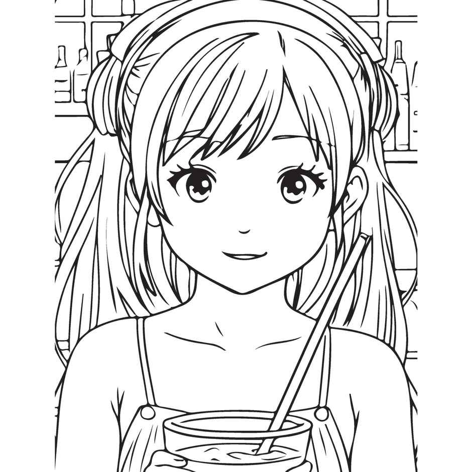 Colour Your Own Manga Book 1 With Free Manga Coloring Poster 4+|Manga Colouring Poster|Book for Kid