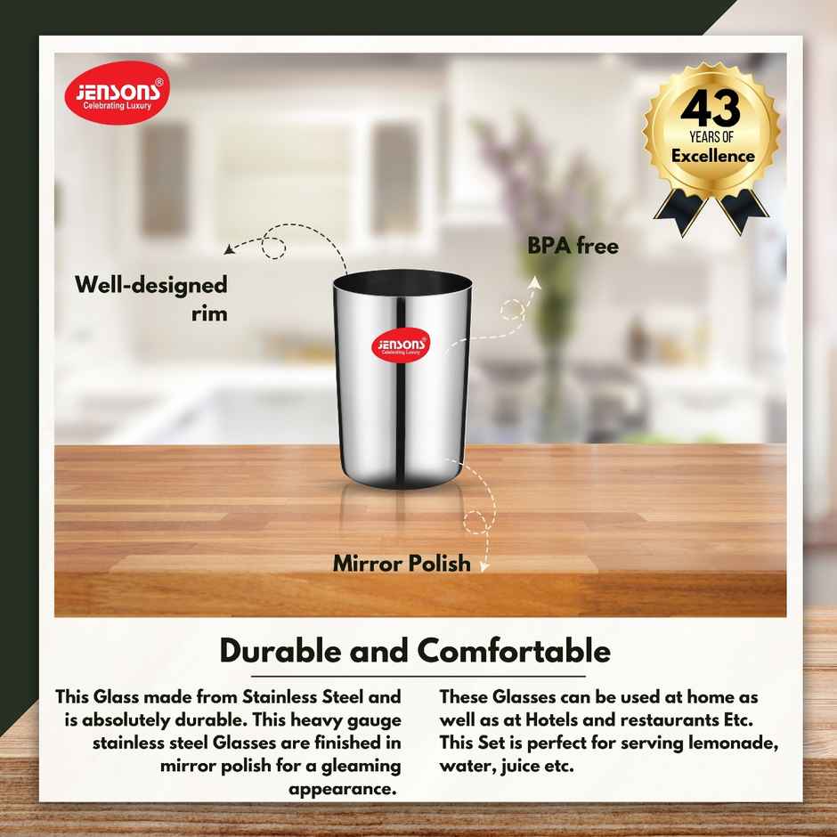 Jensons Stainless Steel Amrapali Straight Glass 300 ml