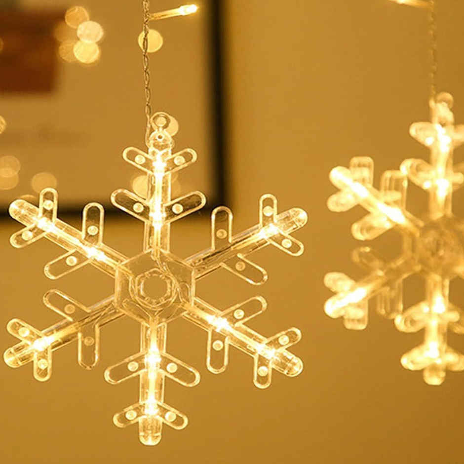 Desidiya Festive Christmas & Diwali Snowflake Led Curtain Lights For Window