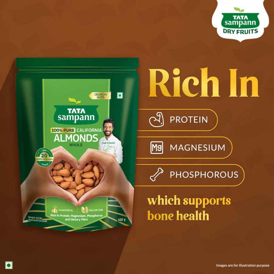 Tata Sampann Totally Pure California Almonds/Badam Giri | Whole Premium Quality