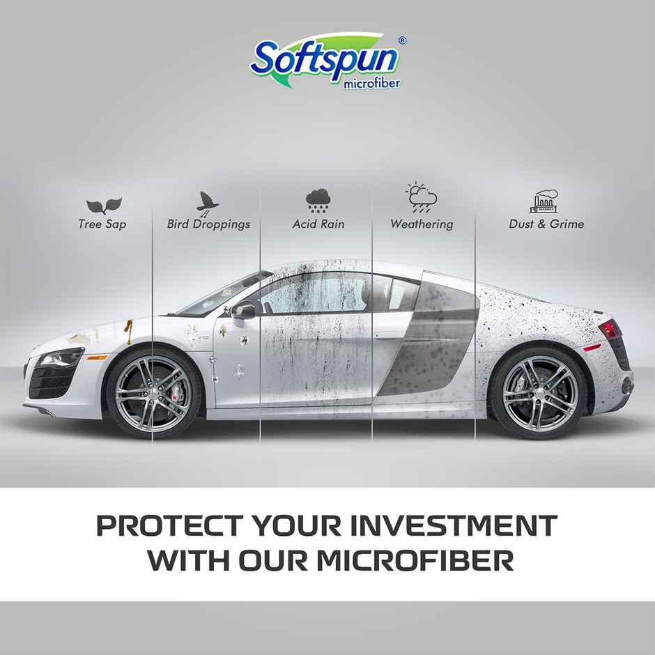 Softspun Essentials Cloth & Shampoo Combo (400 GSM, 40x40cm, 4pc Multicolor/Assorted & Shampoo 1Ltr)