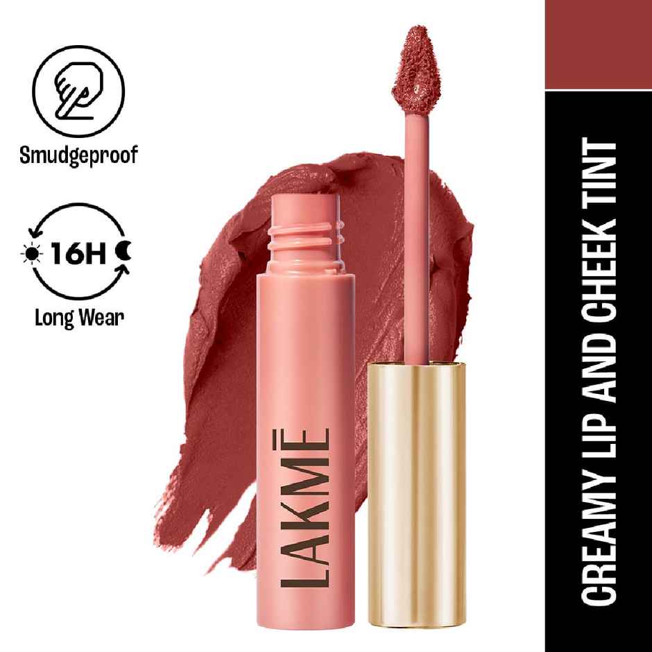 Lakme Double Duty Lip & Cheek Mousse Matte Lipstick & Soft Blush, Burgundy Lush