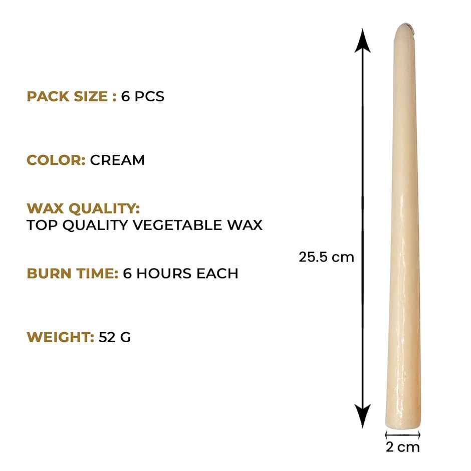 EKAM Scented Taper Candles (6 pcs) Gift Pack | Cedar & Mahogany | 52 g | 6 H Burn | Table Decor