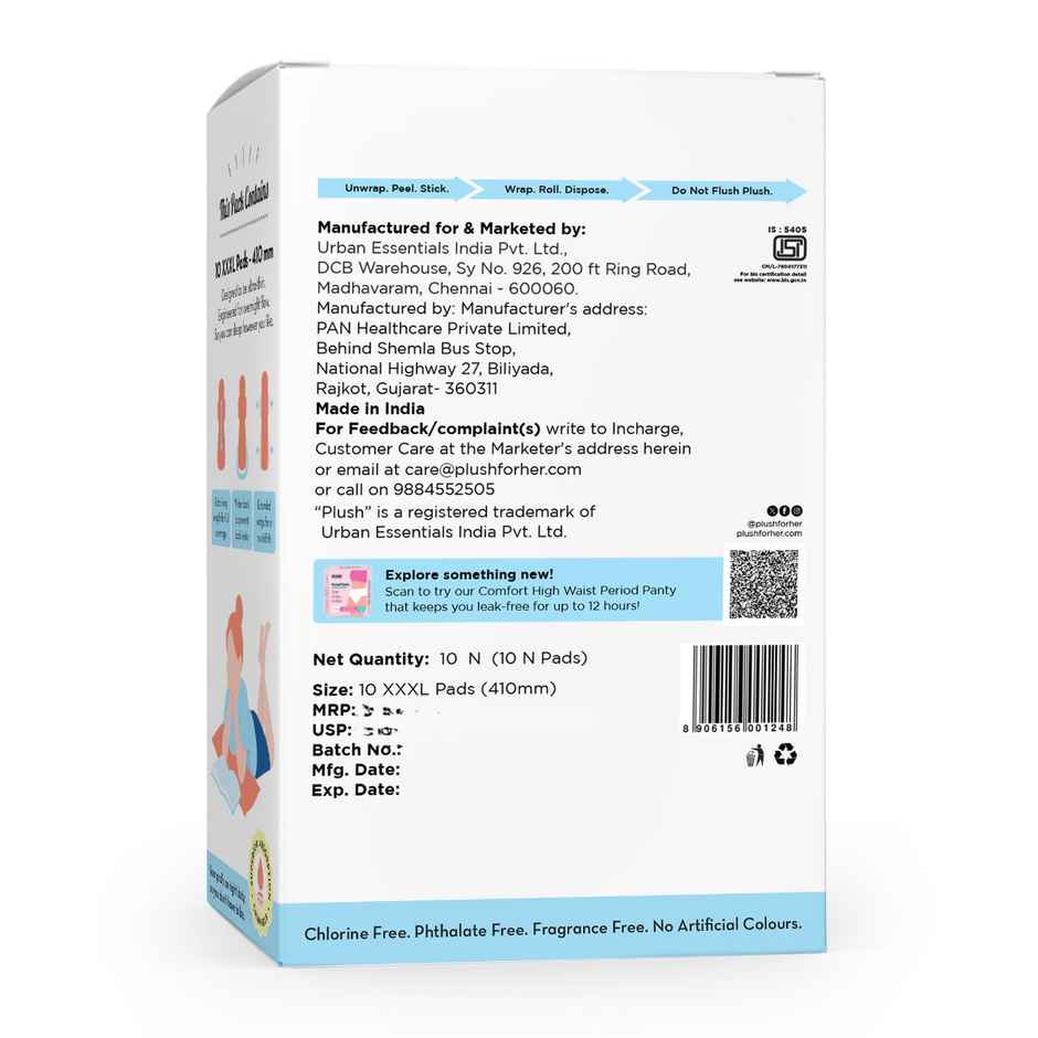 Plush Overnight XXXL Sanitary Pads | Pack of 10 | All Night Pads