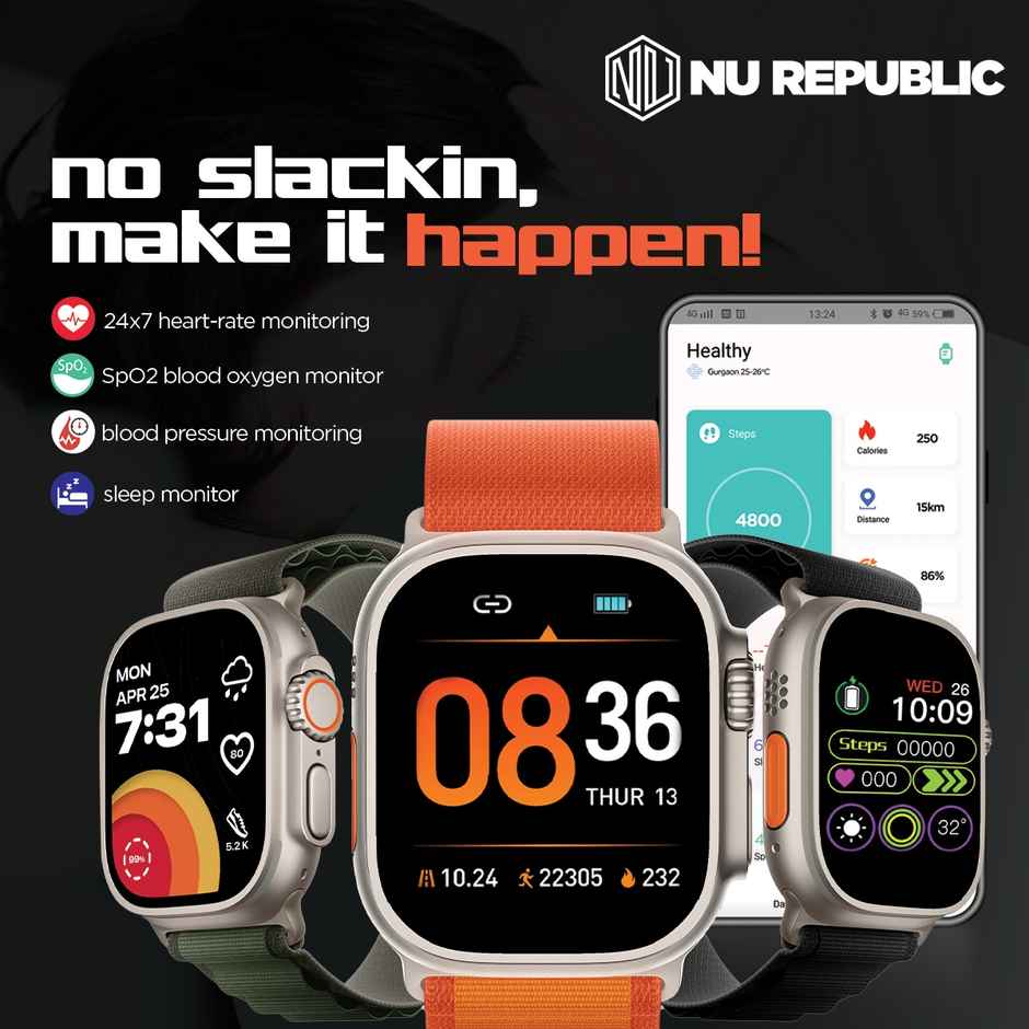 Nu Republic Creed Ultra Smartwatch With 2.0 Hd Display Bt Calling (Silver/Orange)