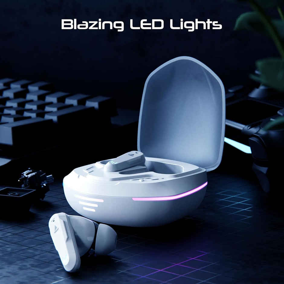 boAt Immortal 181 in Ear TWS Gaming Earbuds with up to 40 hrs Playtime,Quad Mics with ENx Tech,Beast Mode with 40ms Latency,ASAP Charge,IPX4,IWP, RGB LED Lights, BTv5.3 - White Sabre