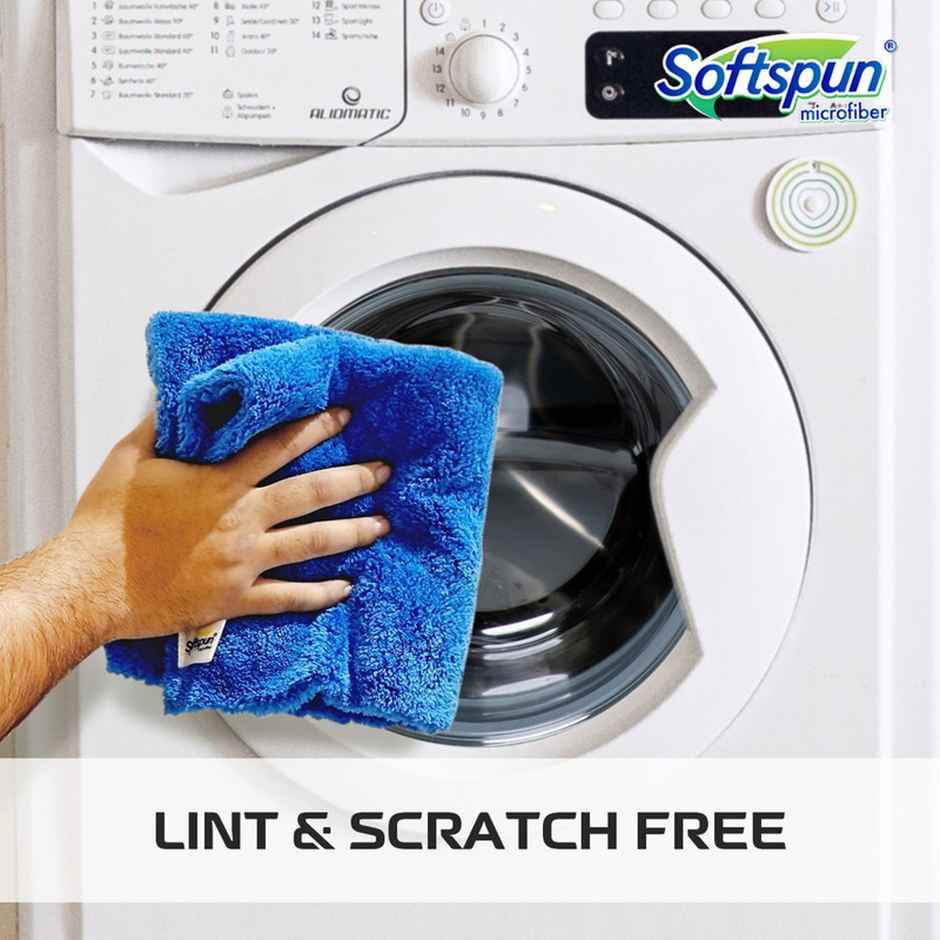 Softspun Microfiber Edgeless Cleaning Cloths (500 GSM, 40x40cm, 4pc, Multicolor/Assorted)