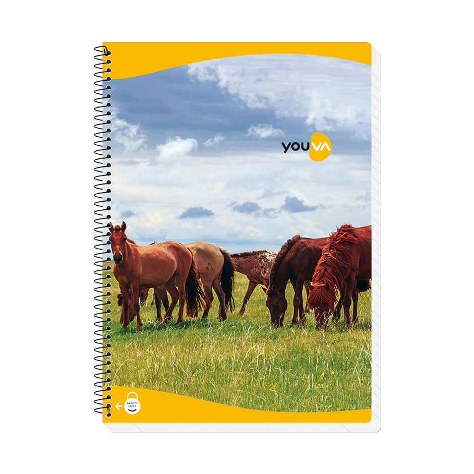 Navneet Youva Spiral Bound Unruled Notebook (400 Pages, A4 Size 21 cm x 29.7 cm, Colour May Vary)
