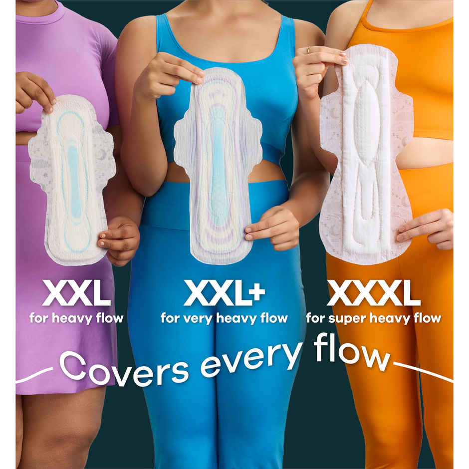 Whisper Bindazzz Nights XXL Sanitary Pads, Upto 0% Leaks All Night Long