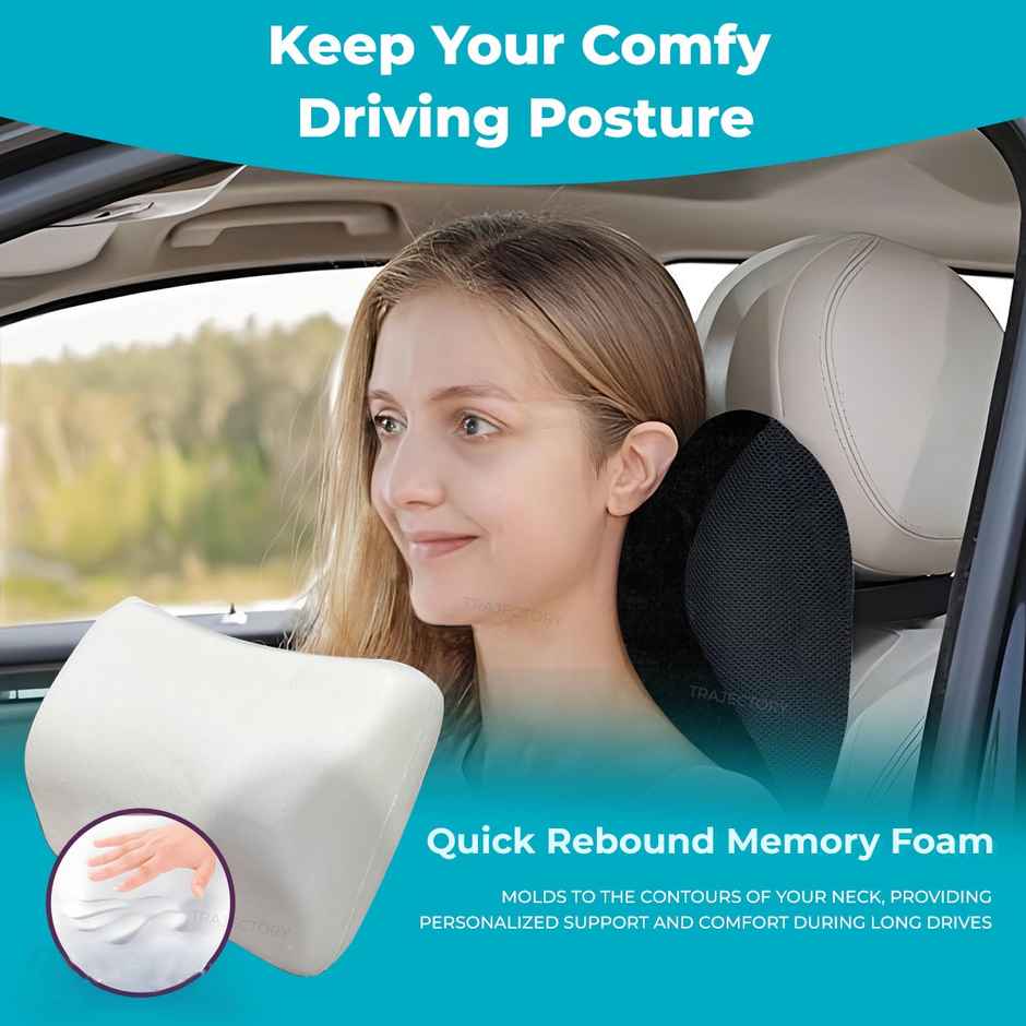 Trajectory Car Headrest Pillow In Memory Foam For Orthopedic Neck Pain Pillow