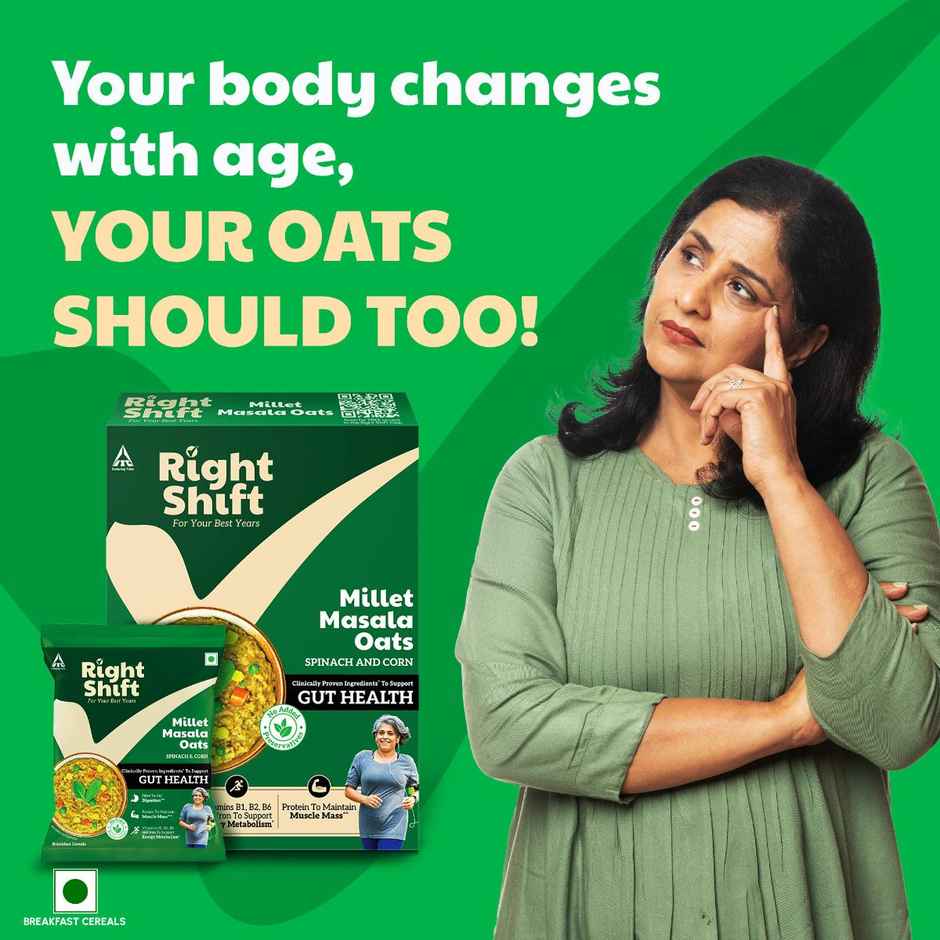 Right Shift Masala Oats, Spinach & Millets | High Protein & Fibre, No preservative