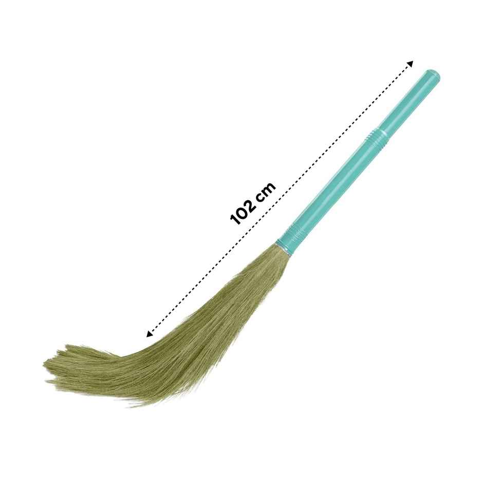 Capsicum Broom Phool Jhadu Natural Grass With Heavy Duty Plastic Handle Floor Cleaning Multi-Color