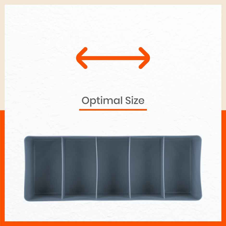Bathla Set of 3 Drawer Organiser - Multi-purpose, Stackable, 5 Grids - DORI | Ash