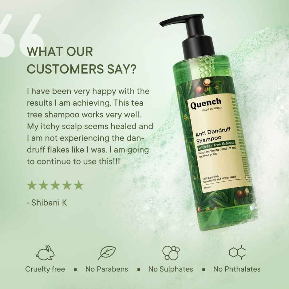 Quench Anti Dandruff Hair Shampoo With Tea Tree Extracts | Made In Korea