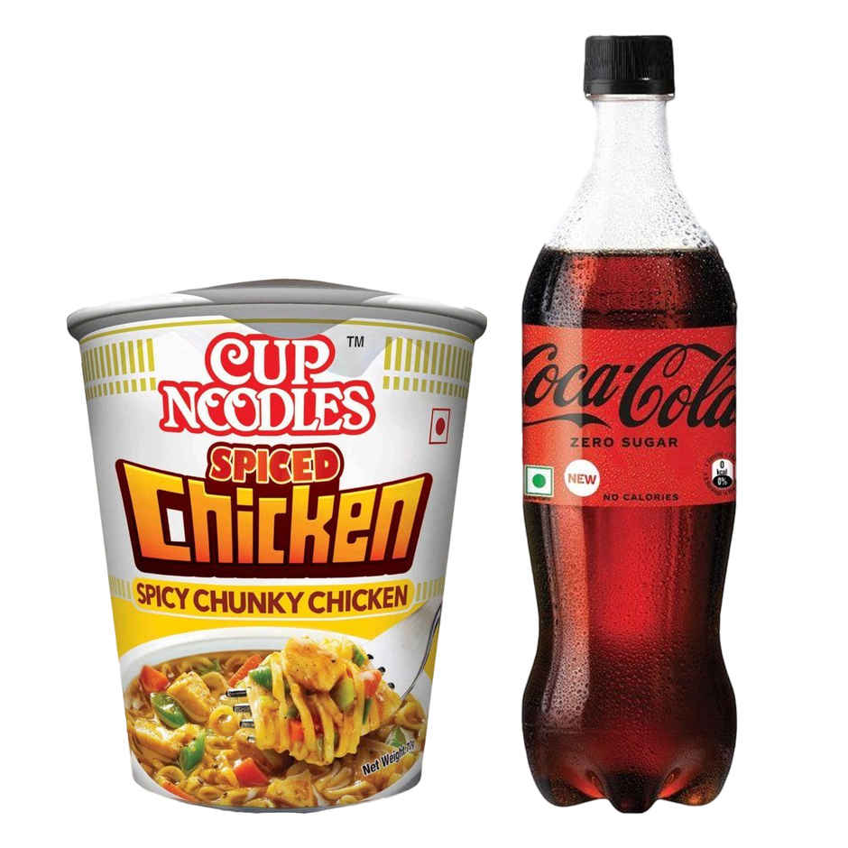 Nissin Cup Noodles Spiced Chicken (70g) & Coke Zero Pet (750ml) Combo