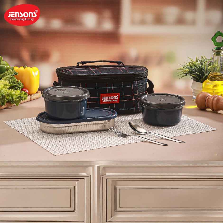 Jensons Stainless Steel Wonder 3 Lunch Box 450ml x 2 and 400ml x 1