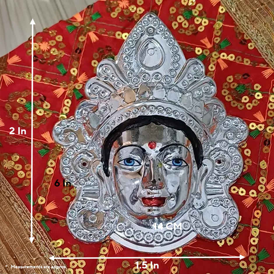 Plastic Durga Face Mukut Idol | Silver | One Size | Gullak