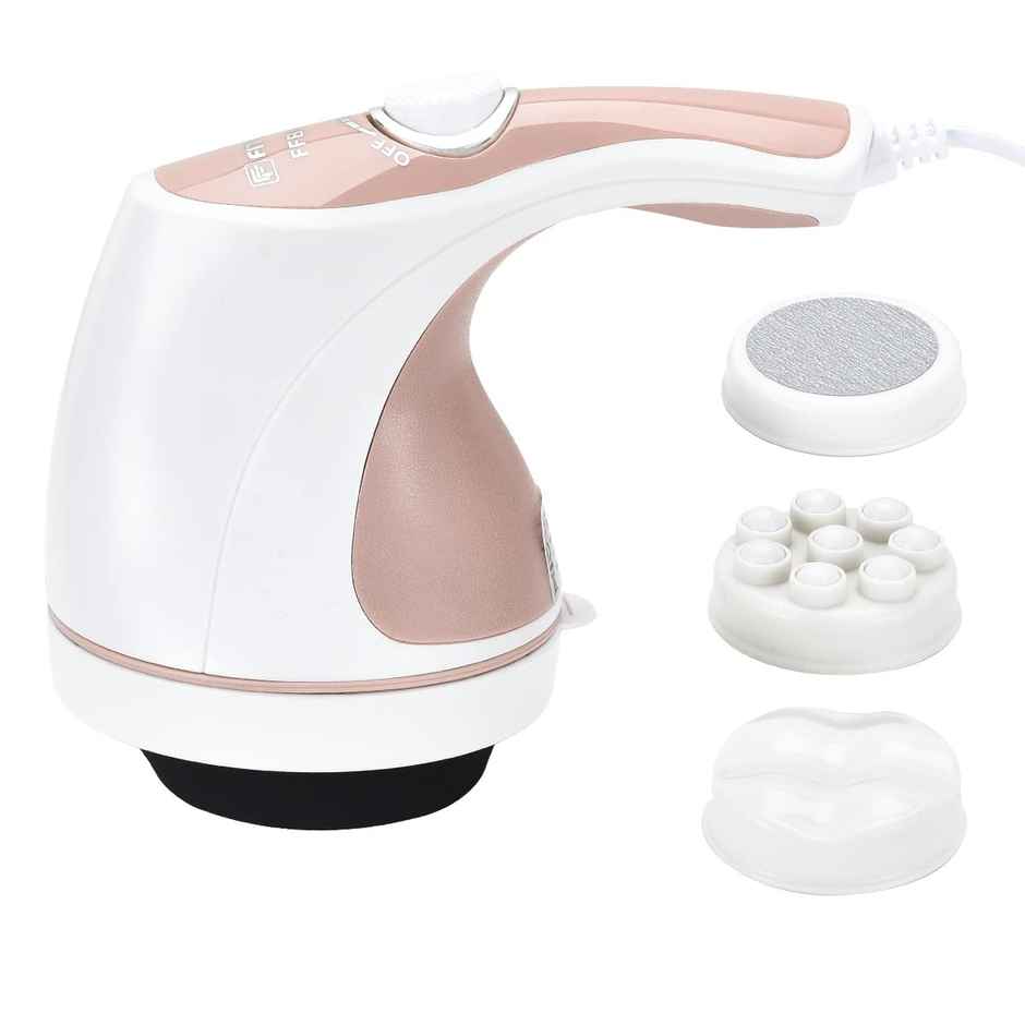 INALSA Fittyfy FFBM 01 Electric Handheld Full Body Massager-4 Heads &Variable Speed White/Pink
