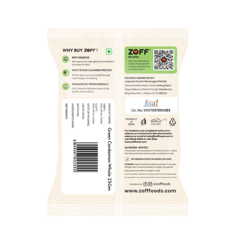 ZOFF Green Cardamom Whole - Elaichi