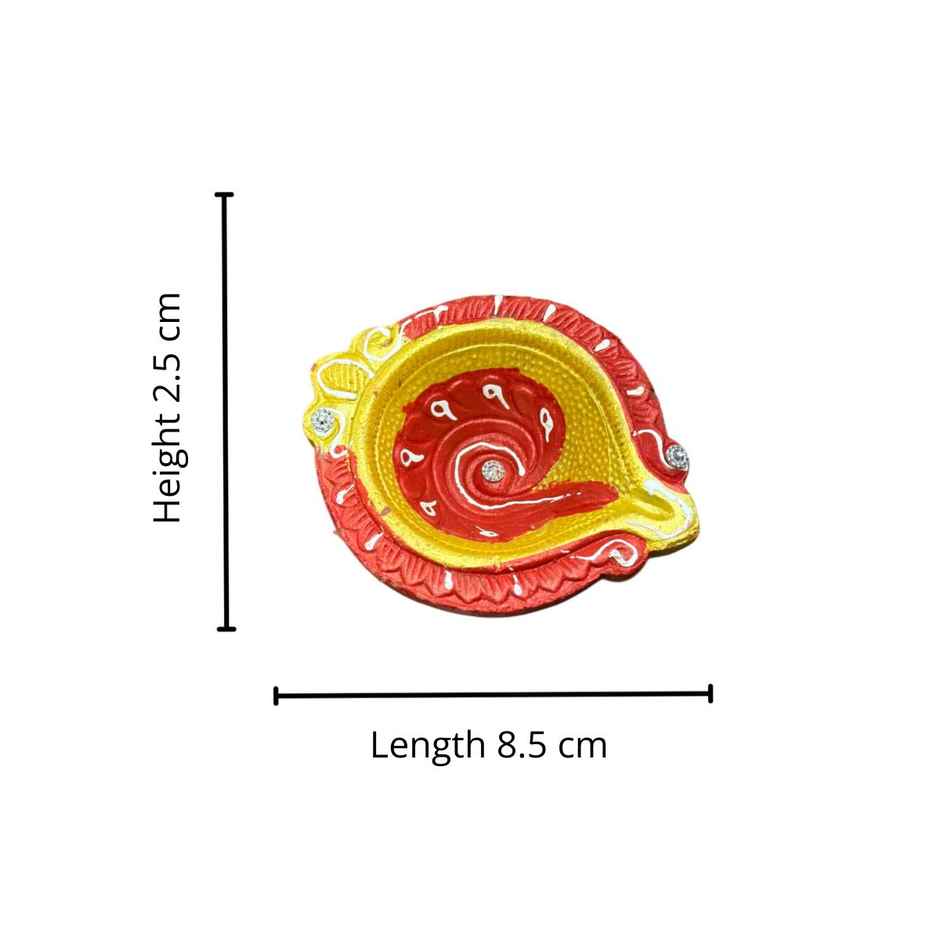 Multicolor Floral Diya | Pack OF 4 | Designer Clay Diya | DiaCraft