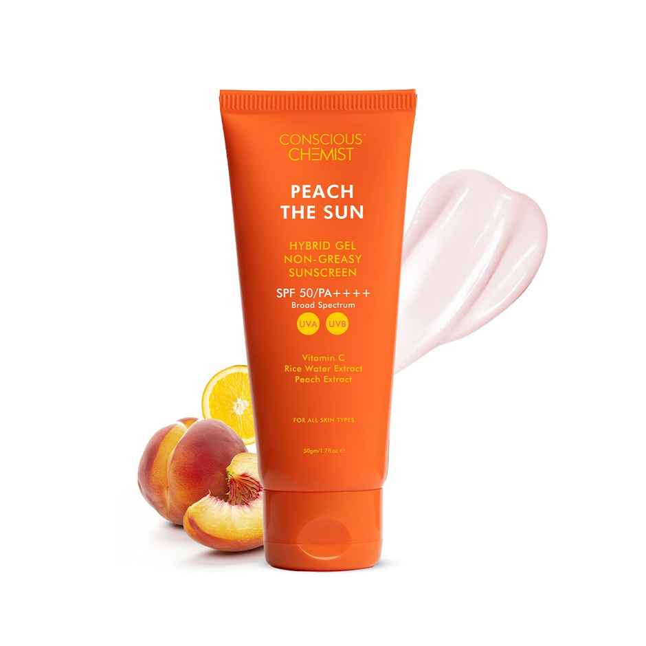 Conscious Chemist Peach The Sun Hybrid Lightweight Gel Sunscreen SPF 50 PA++++ With Vitamin C