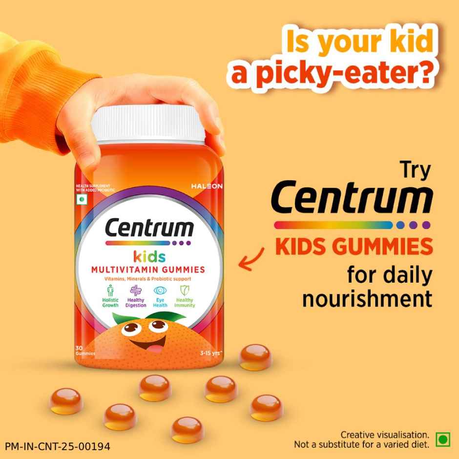 Centrum Kids Multivitamins - Zinc, Vit. B, C, D for Overall Growth & Immunity (30 Veg Gummies)