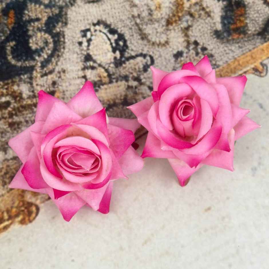 The Opal Factory Hair Accessories | Rose Flower Pin | Set of 2 | Pink