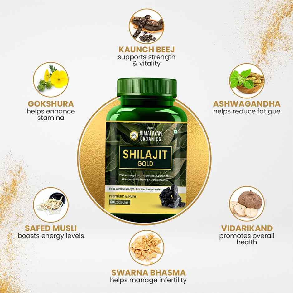 Himalayan Organics Pure Shilajit 60 VEG Capsules