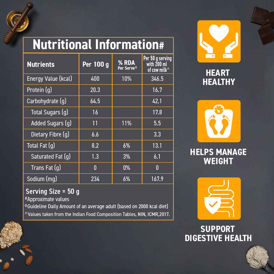 Bagrry's Whey Protein Muesli Protein Per Serve Chocolate Flavour Whole Oats & Californian Almonds