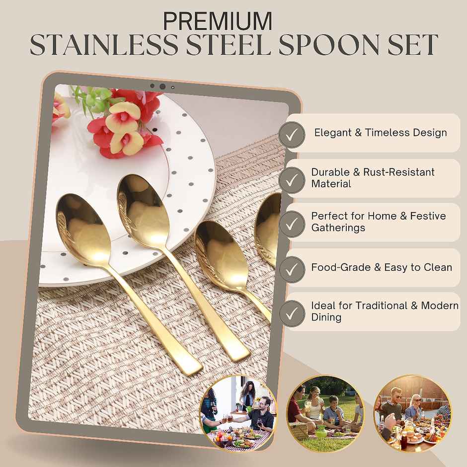 Jensons Pvd Spoon 4 Pcs -gold