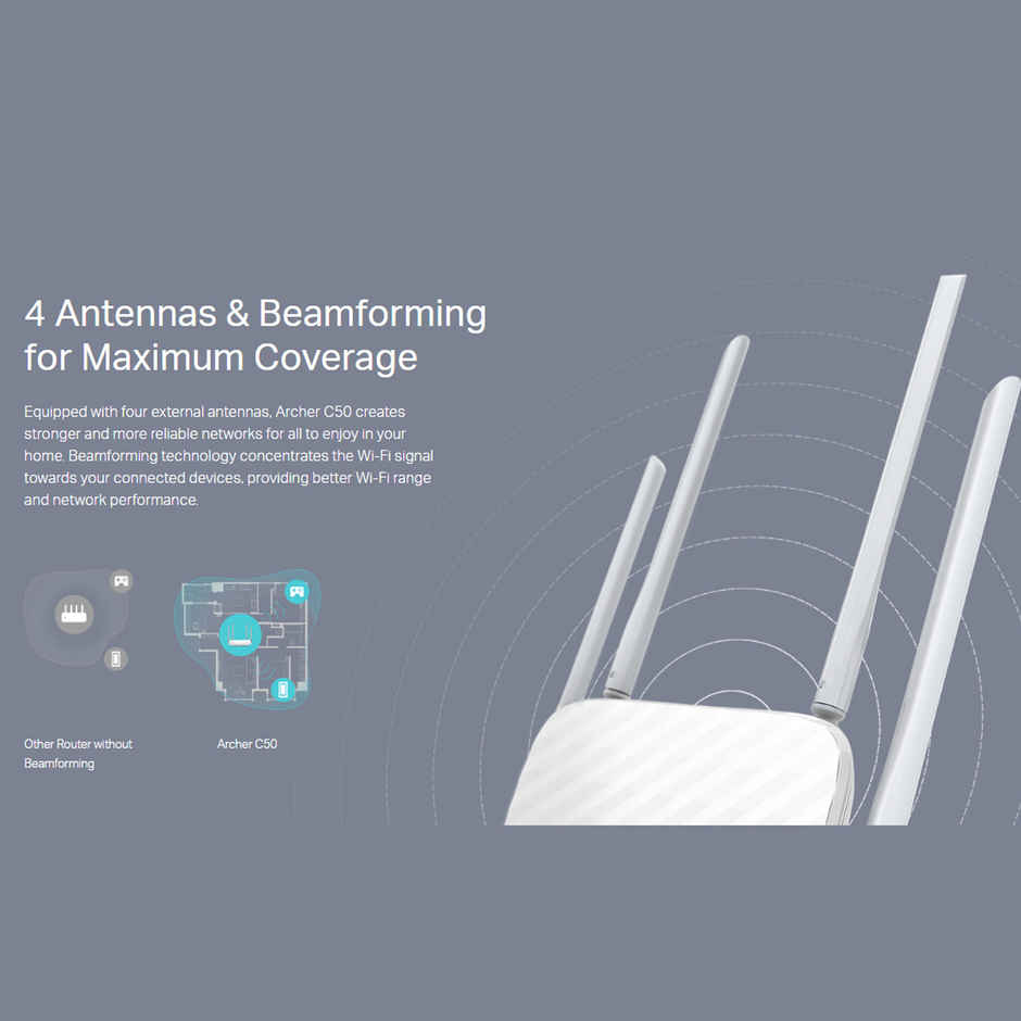 TP-Link Archer C50 AC1200 Wireless Dual Band Cable Router,Supports Parental Control - White