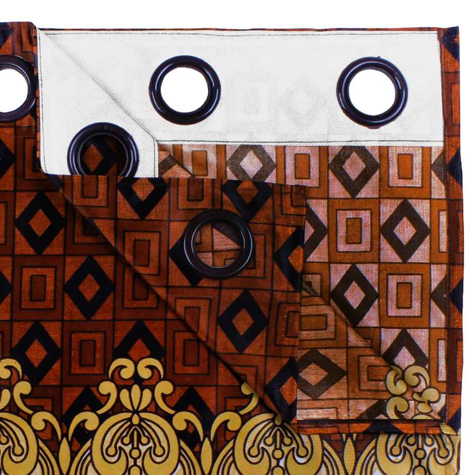 Story@Home 200 GSM Polyester Ethnic 2 Piece Window Curtain | Dark Brown & Ivory