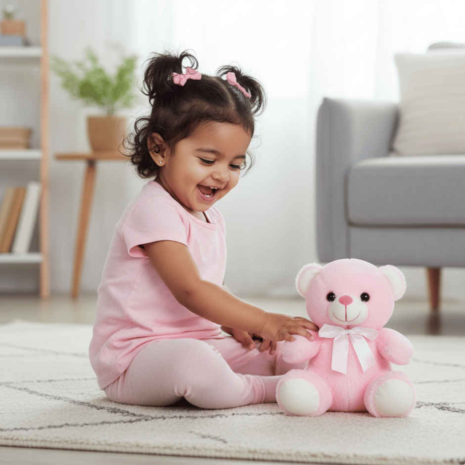 Toytales Cute Pink Teddy Bear Soft Toy | Plushie Stuffed Animal Toys | Assorted Design 25 cm