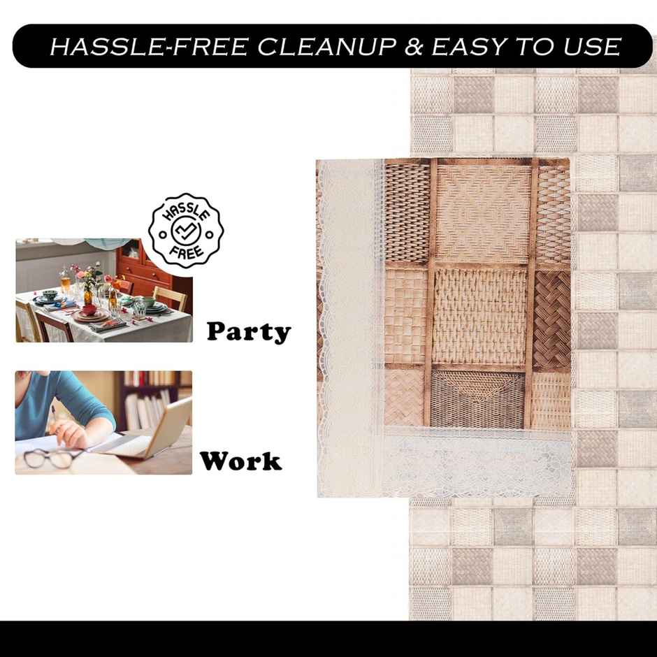 Kuber Industries PVC Waterproof Chatai 6 Seater Dining Table Cover | 60x90 Inch | Brown