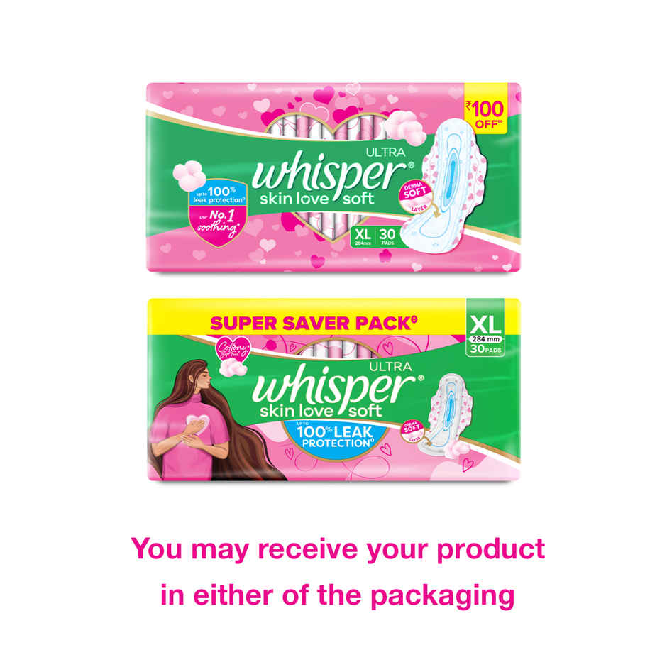 Whisper Ultra Skin Love Soft Sanitary Pads for Women | XL 