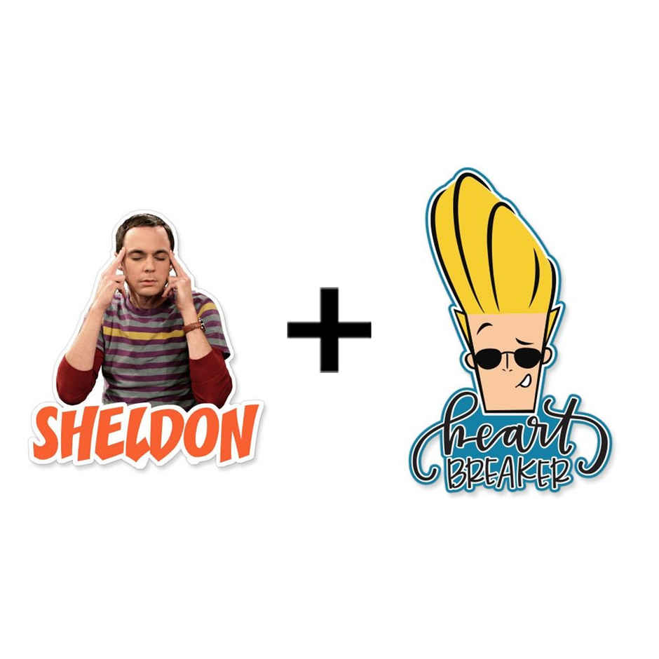 House Of Festivals Heart Breaker - Johnny Bravo Official Sticker (1pc) & House Of Festivals Sheldon - The Big Bang Theory Official Sticker (1pc) Combo