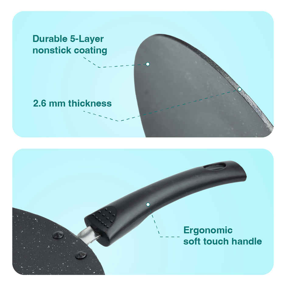 BAY6 Nonstick Concave Roti Tawa | 25 cm - Grey