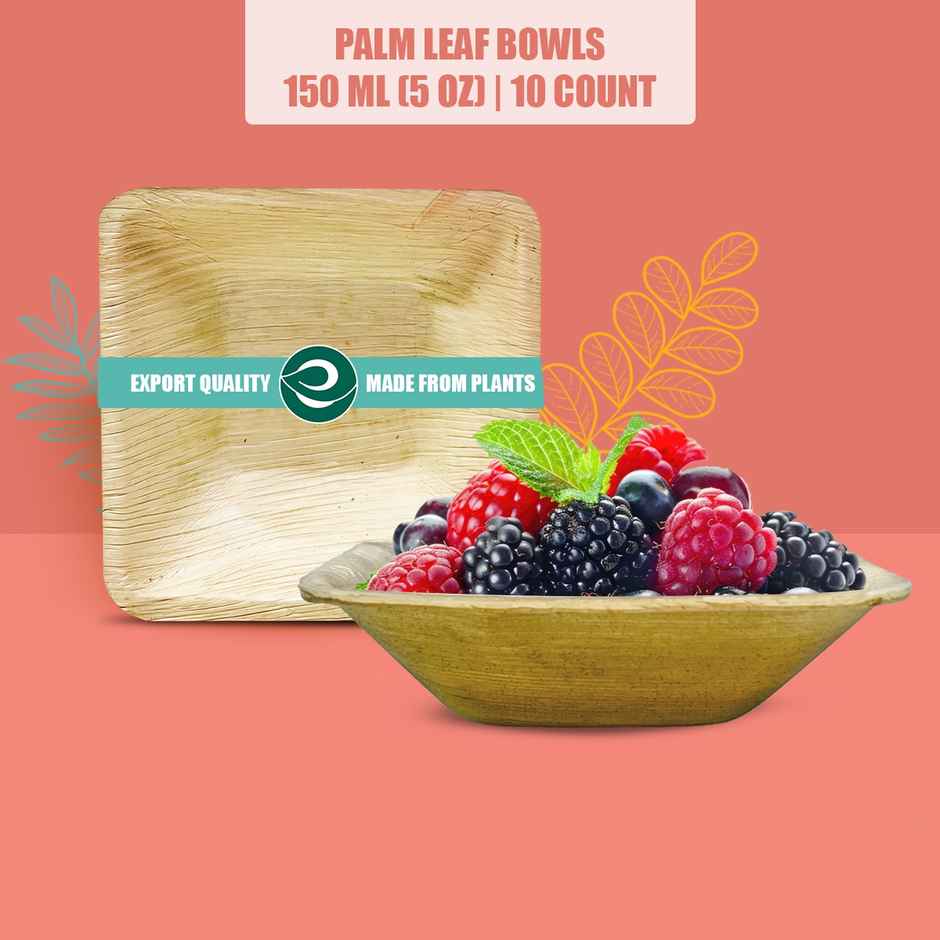 Palm Leaf Bowl | Square | 150 ml | 10 Count | Eco Soul