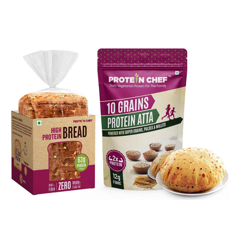 Protein Chef Double Protein Bread	 (270g) & Protein Chef Multigrain Atta (1kg) Combo
