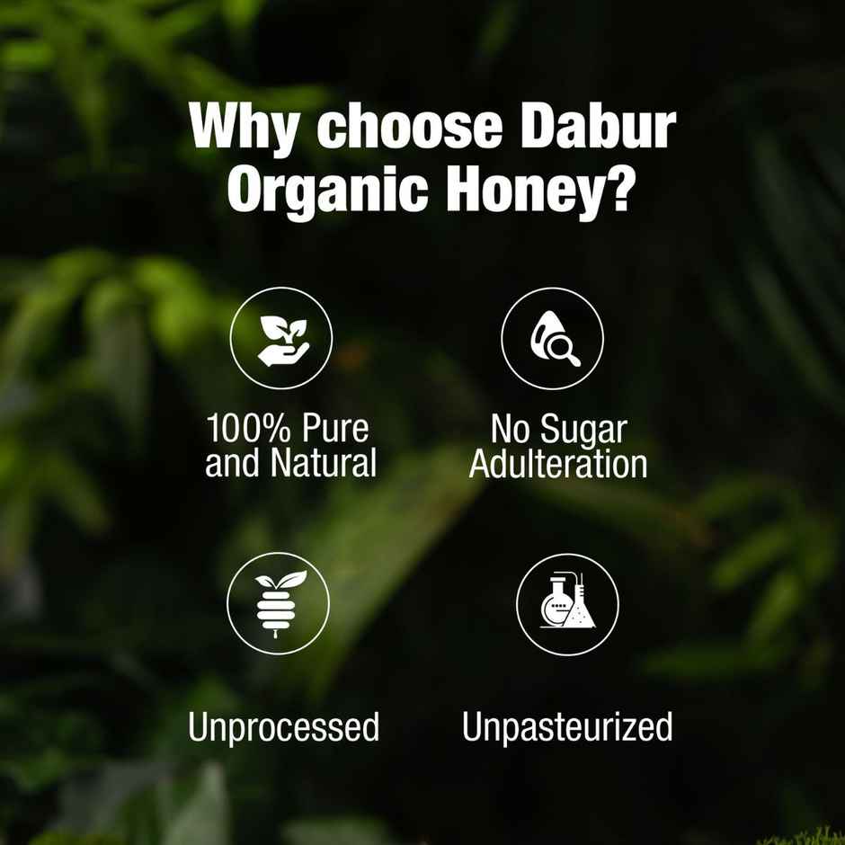 Dabur Raw Organic Honey | Totally Pure and Natural | No Sugar Adulteration