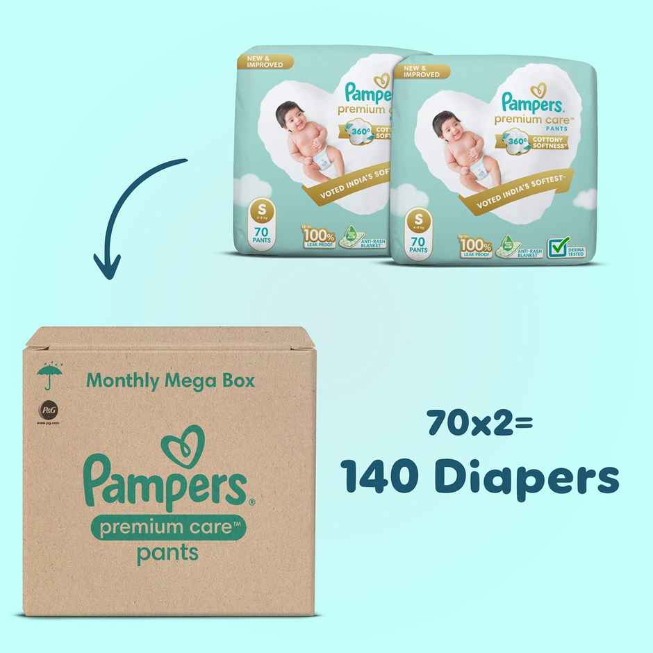 Pampers Premium Care Baby Diapers | Pant Style | S | 140 pcs