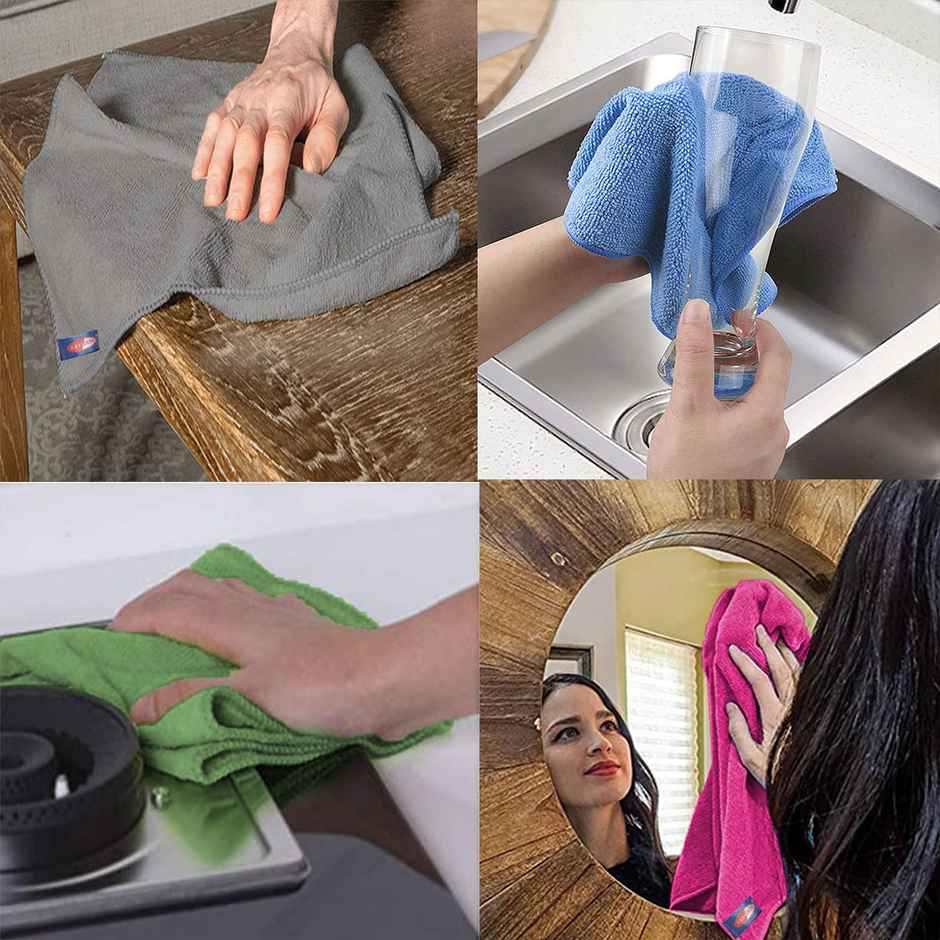 Sassoon Microfiber Multipurpose Cleaning Cloth (Pack of 4) | Assorted | 40 x 40 cm