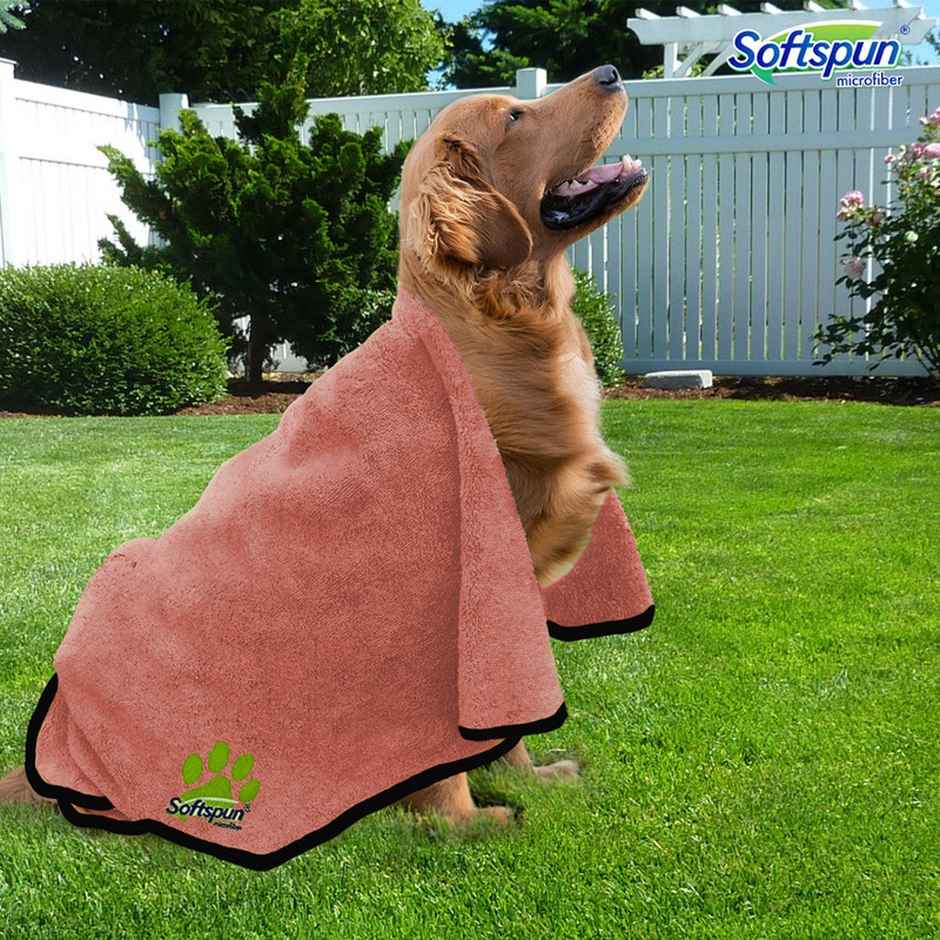 Softspun Microfiber Pet Towel (Medium, 380 GSM, 60x120cm, 1pc, Brown)