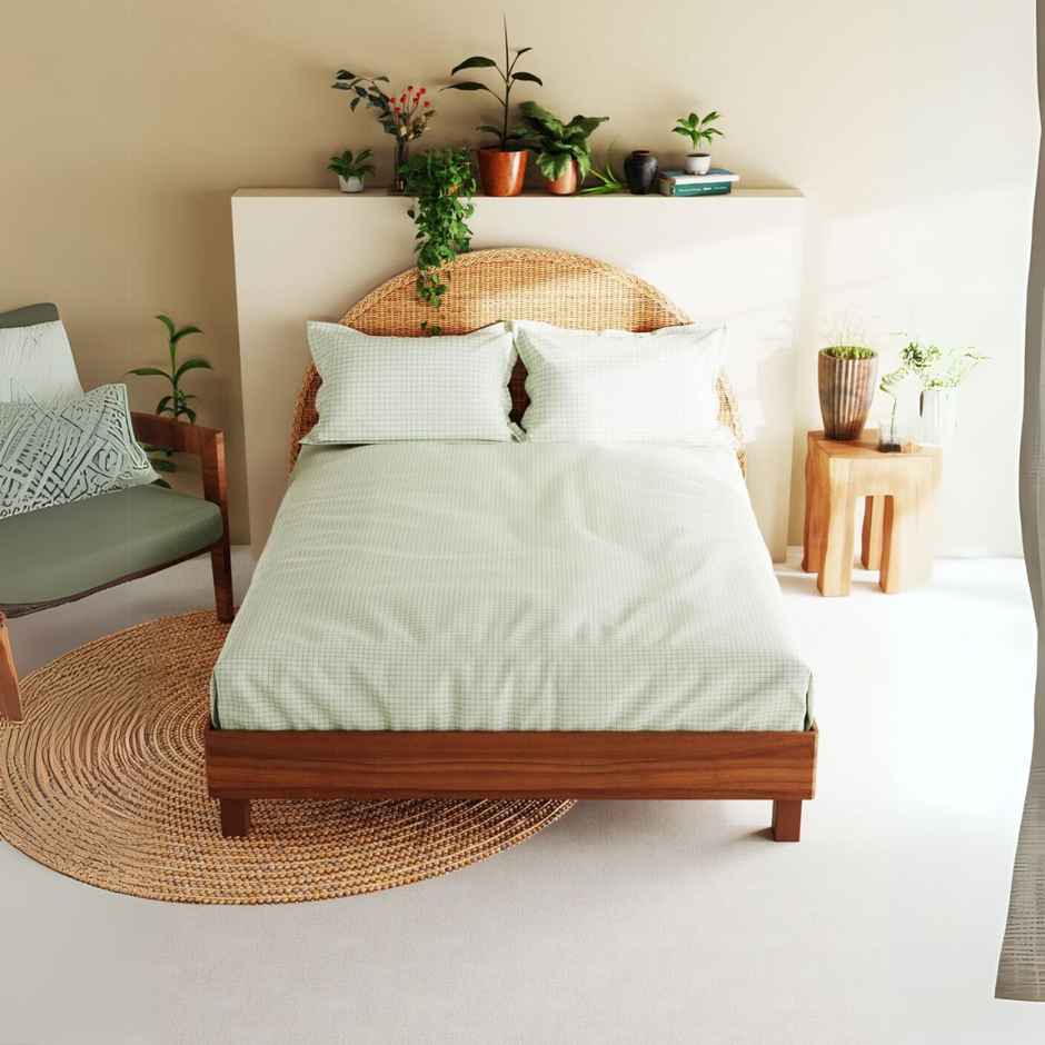 Bianca Extra Soft 100% Satin Egyptian Cotton Xl King Size Bedsheet checks-sage