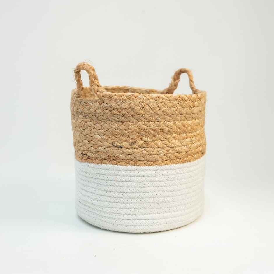 PrettyKrafts Jute Storage Basket | Organizer for Toys, Baby Clothes, Laundry & Planter - 8 x 8 Inch