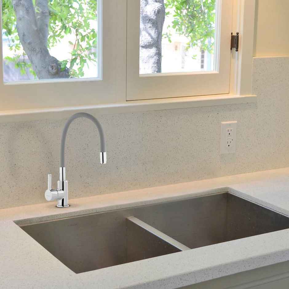 Hindware Single Lever Sink Mixer With Flexible Food Grade Silicon Spout| Hot And Cold Water Mixer