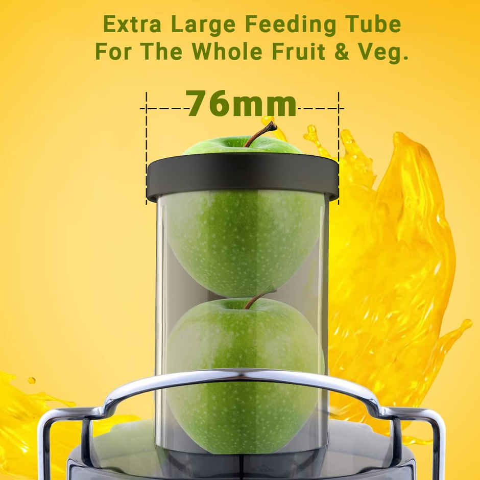 INALSA Electric Juicer Machine Duronic | 900 W | Cold Extraction | 304 SS Juicer Mesh - Black & Grey